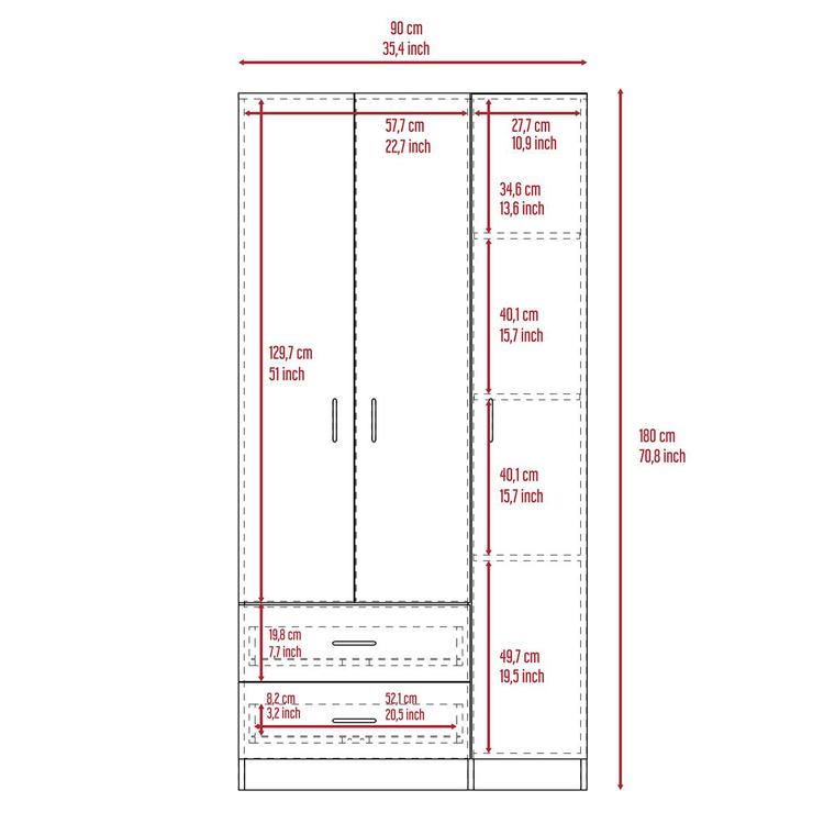 FM FURNITURE Eureka 3 Door Armoire
