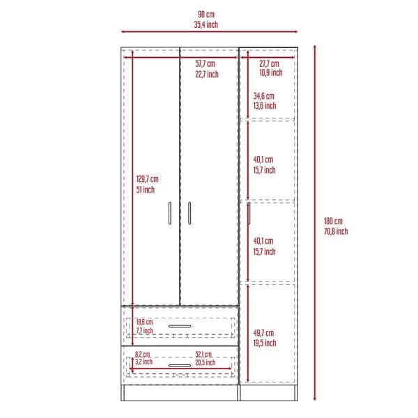 FM FURNITURE Eureka 3 Door Armoire