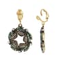 1928 Gold Tone Aurora Borealis Stone Wreath Clip Earrings - image 1