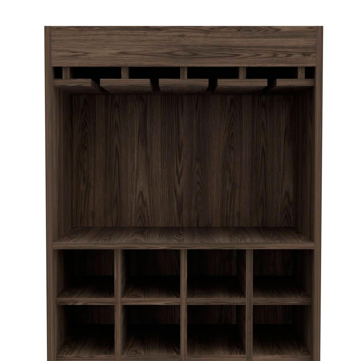 FM FURNITURE Edessa Dark Walnut Bar Cabinet