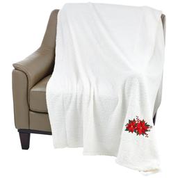 Mountain Ridge Holiday Poinsettia Sherpa Throw