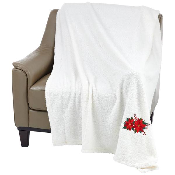 Mountain Ridge Holiday Poinsettia Sherpa Throw