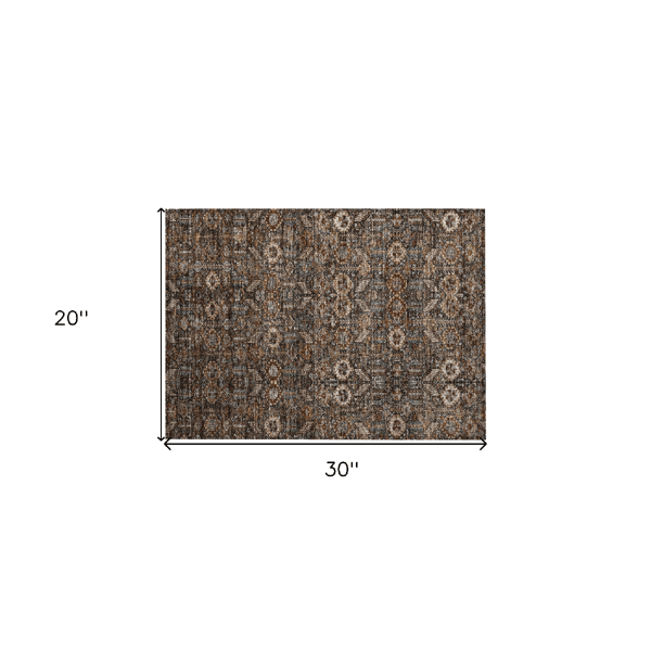 HomeRoots Chocolate Tribal Washable Indoor Outdoor Accent Rug