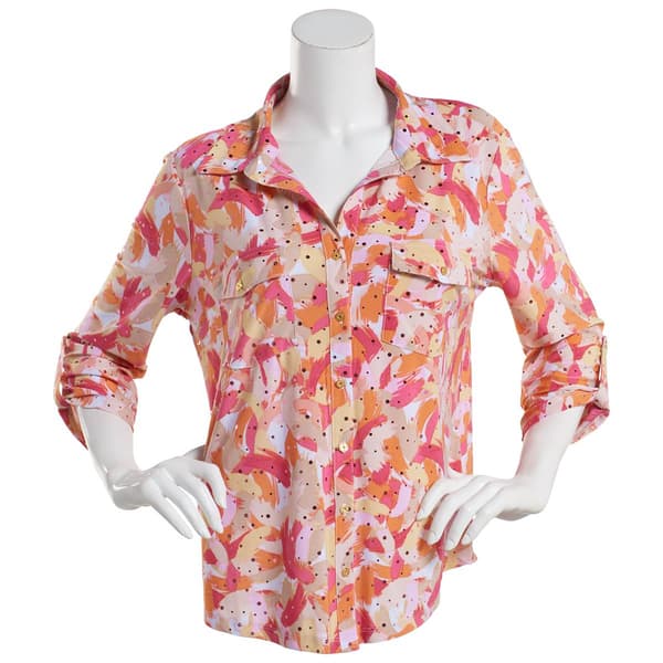 Womens Emily Daniels Brushstroke Disco Dot Button Down Blouse - image 