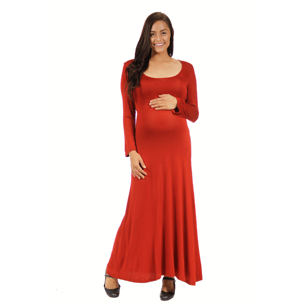 Womens 24/7 Comfort Apparel Long Sleeve Maternity Maxi Dress - image 
