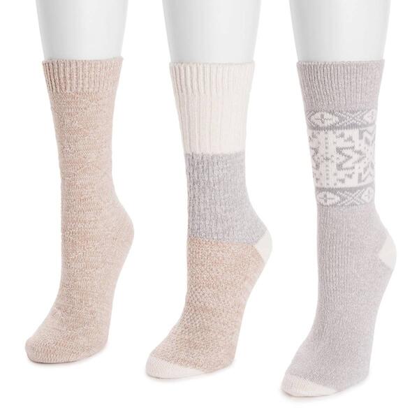 Womens MUK LUKS&#40;R&#41; 3pk. Neutral Boot Socks - image 