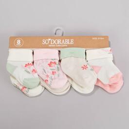 Baby Girl so''dorable&#40;R&#41; 8pk. Floral Turn Cuff Socks