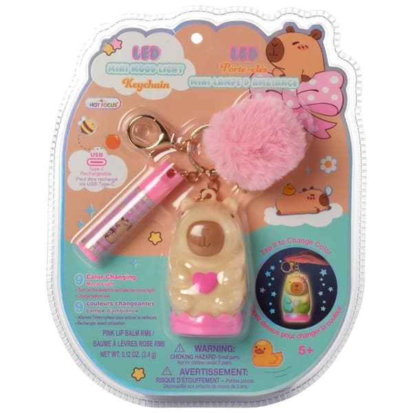 Girls Hot Focus® Capybara Mood Light Up Keychain w/ Lip Gloss