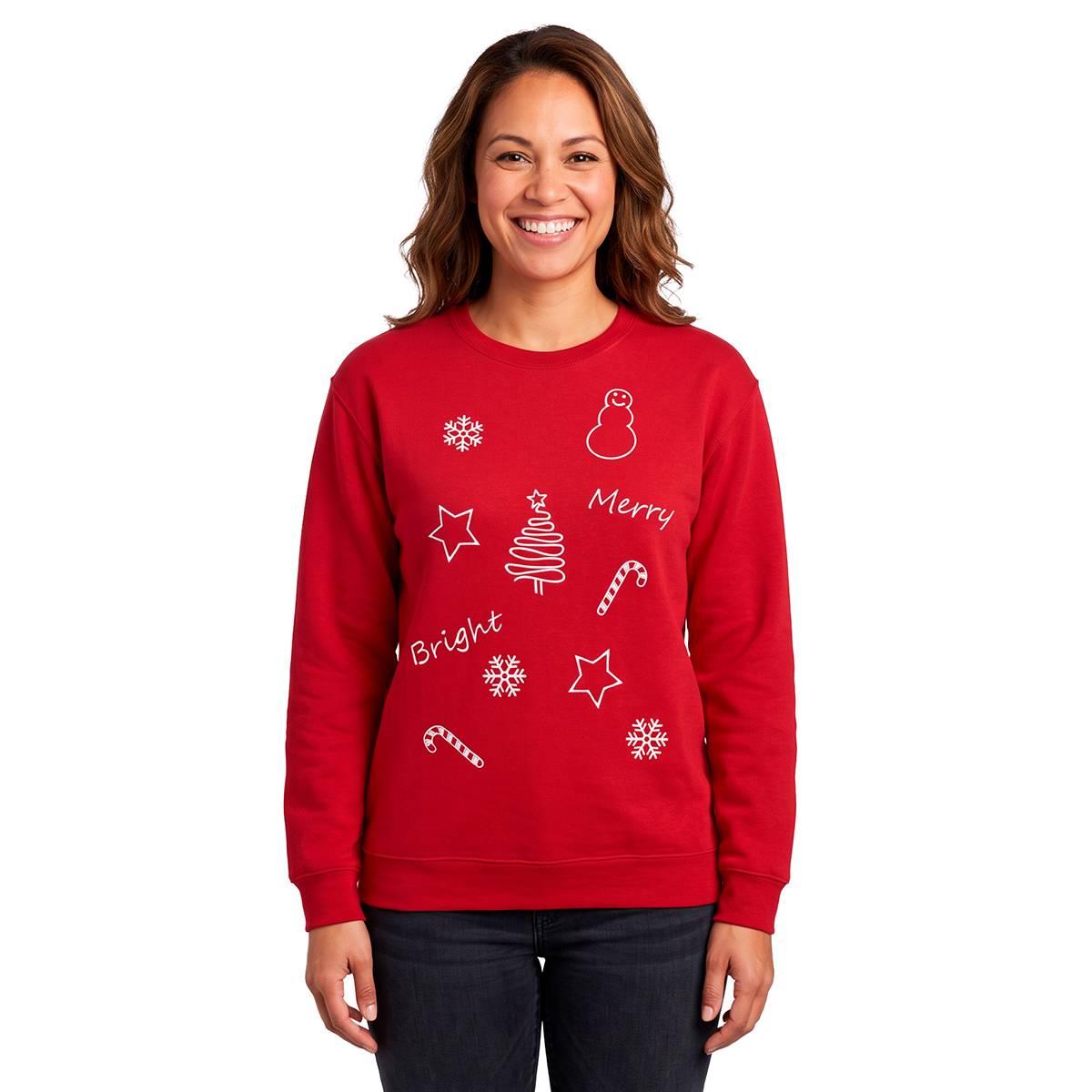 Petite Architect(R) Embroidered Christmas Icon Sweatshirt