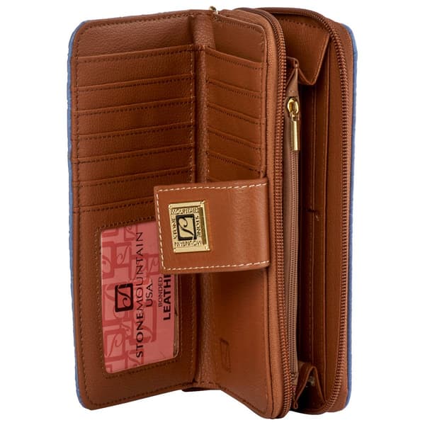 Womens Stone Mountain Cornell Batik Embossed Zip Around Wristlet