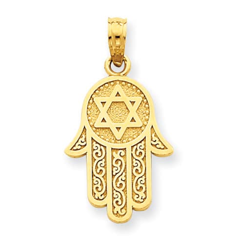 Unisex Gold Classics(tm) 14kt. Hand of God & Star of David Pendant - image 