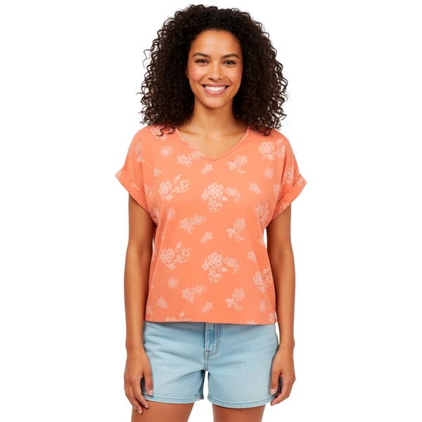Womens C''est La Vie Short Dolman Cuff Sleeve Floral V-Neck Blouse - image 