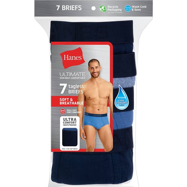 Mens Hanes&#174; Ultimate&#174; 7pk. Briefs - Blue/Multi