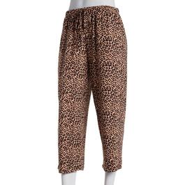 Womens Rene Rofe Leopard Animal Poly Pajama Capris