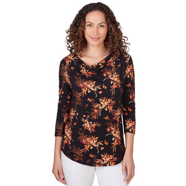 Petite Emaline Limon Printed 3/4 Sleeve Top - image 