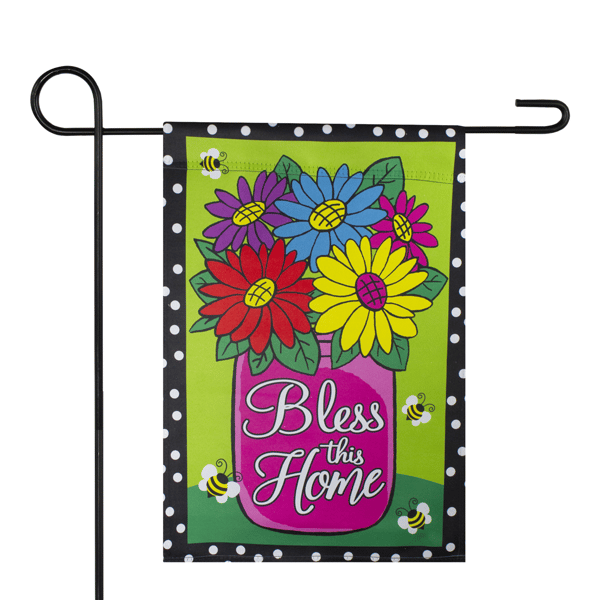 Northlight Bless this Home Bouquet with Vase Outdoor Garden Flag