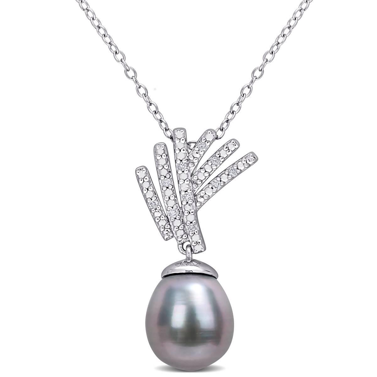 Gemstone Classics™ Tahitian Pearl & Diamond Drop Pendant