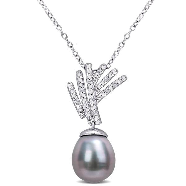 Gemstone Classics&#40;tm&#41; Tahitian Pearl & Diamond Drop Pendant - image 