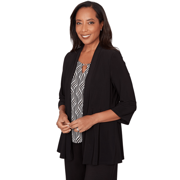 Petite Alfred Dunner Seville Geometric Two In One Blouse