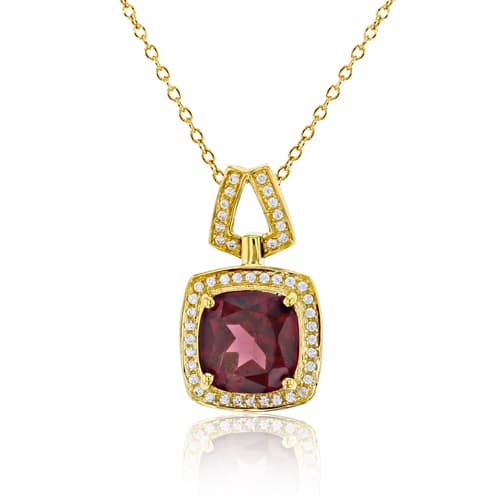 Gemstone Classics&#40;tm&#41; 10kt. Yellow Gold Garnet Necklace - image 