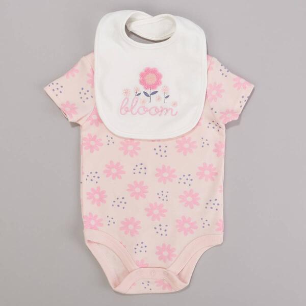 Baby Girl &#40;NB-9M&#41; bon bebe&#40;R&#41; Bloom Flower Bodysuit & Bib - image 