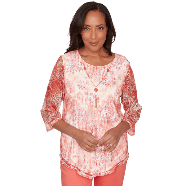 Petites Alfred Dunner Resort Living Batik Tie Dye Chevron Top Wi - image 