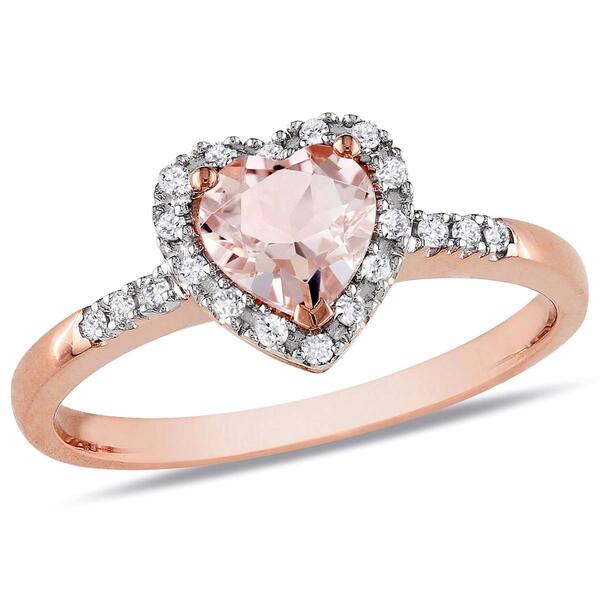 Gemstone Classics&#40;tm&#41; 10kt. Rose Diamond Heart Halo Ring - image 
