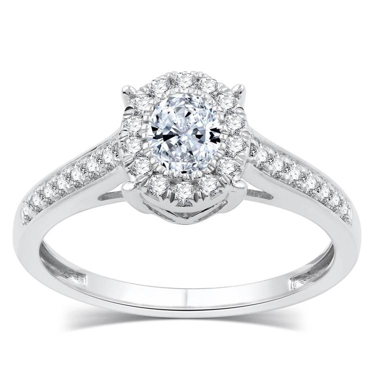 Nova Star(R) Oval 5/8ctw. Lab Grown Diamond Halo Bridal Ring