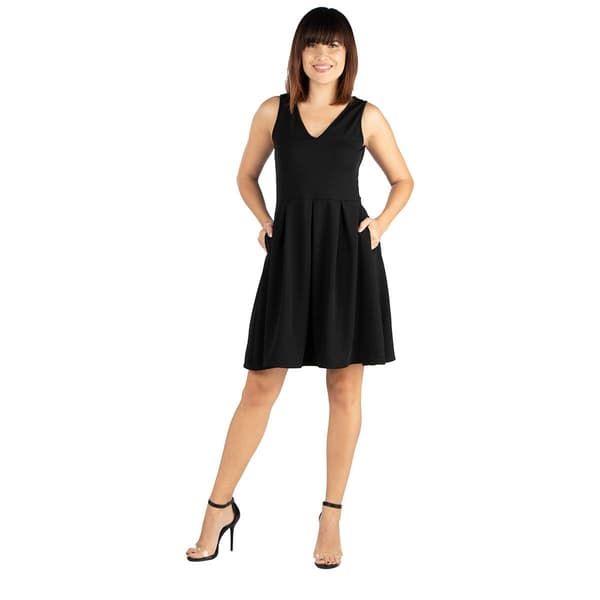 24/7 Comfort Apparel Knee Length Fit & Flare Dress w/ Pockets - image 