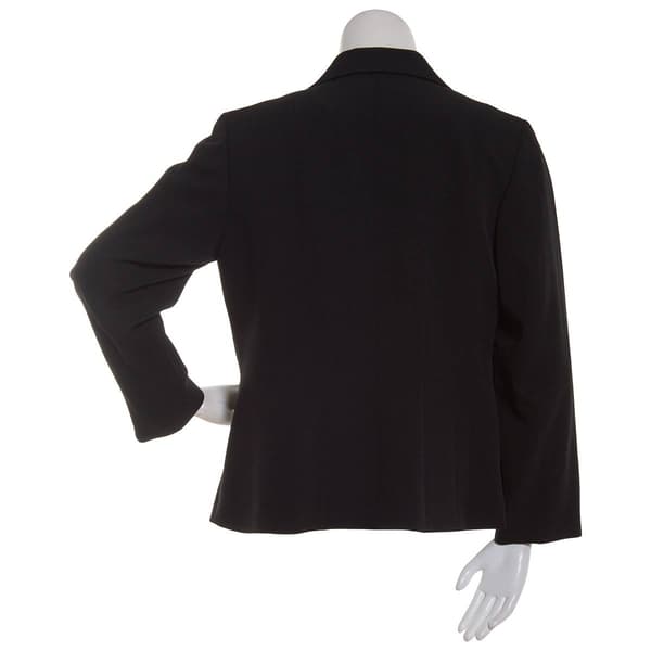 Plus Size Kasper Long Sleeve Stretch Crepe One Button Blazer