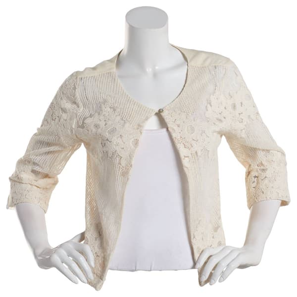 Womens Rabbit Rabbit Rabbit 3/4 Sleeve Embroidered Lace Shrug - image 