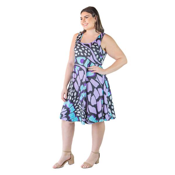 Plus Size 24/7 Comfort Apparel Butterfly Print Tank Dress
