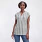 Womens Como Blu Dolman Sleeve Split Neck Henley Stripe Blouse - image 1