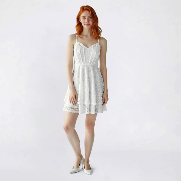Juniors Emerald Sundae Tiered Lace Back Skater Dress - image 