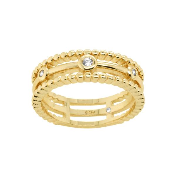Marsala Gold Plated Clear Cubic Zirconia Band Ring - image 