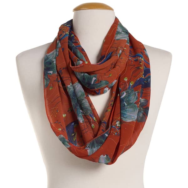 Womens Renshun Floral Pearl Silky Infinty Scarf - image 