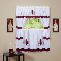 Achim Cabernet Embellished Cottage Curtain Set