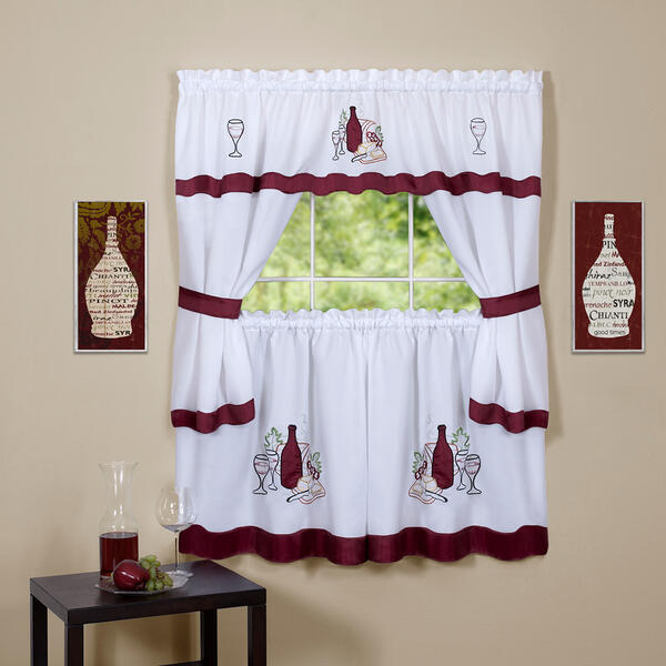 Achim Cabernet Embellished Cottage Curtain Set - image 
