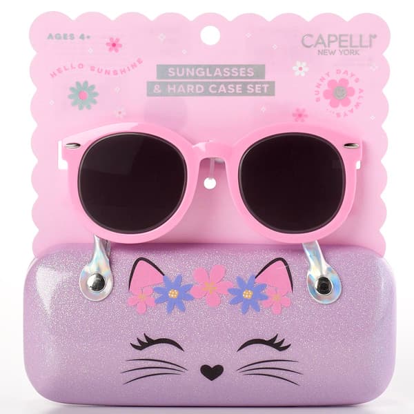 Girls Capelli(R) New York Sunglasses & Shimmer Kitty Hard Case - image 