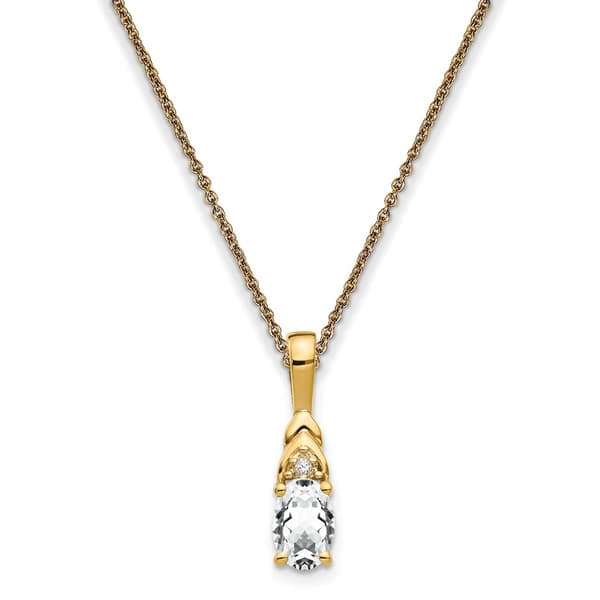 14kt. Yellow Gold Oval Topaz Diamond Necklace - image 