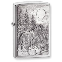 Zippo Timberwolves Emblem Brushed Chrome Lighter