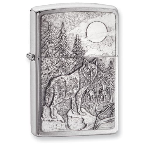 Zippo Timberwolves Emblem Brushed Chrome Lighter - image 