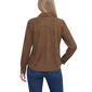 Womens NY Collection Long Sleeve Button Front Suede Blouse - image 2