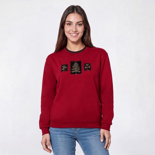 Womens Top Stitch by Morning Sun Evergreen Fleece Sweatshirt - image 