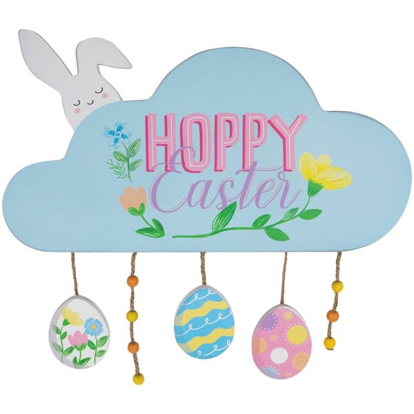 Northlight Seasonal Hoppy Easter Bunny and Eggs Wall Sign