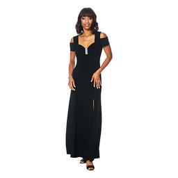 Womens R&amp;M Richards Cold Shoulder Rhinestone Maxi Dress