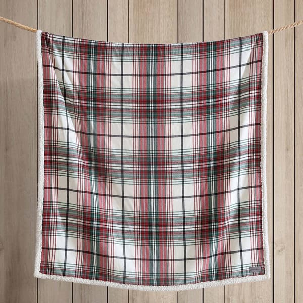 Eddie Bauer Montlake Plaid Cotton Reversible Sherpa Throw
