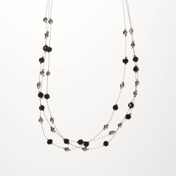Wearable Art Silver Illusion Beaded Necklace - image 