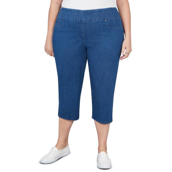 Plus Size Ruby Rd. Key Items Pull On Denim Stretch Capri Pants - Boscov's