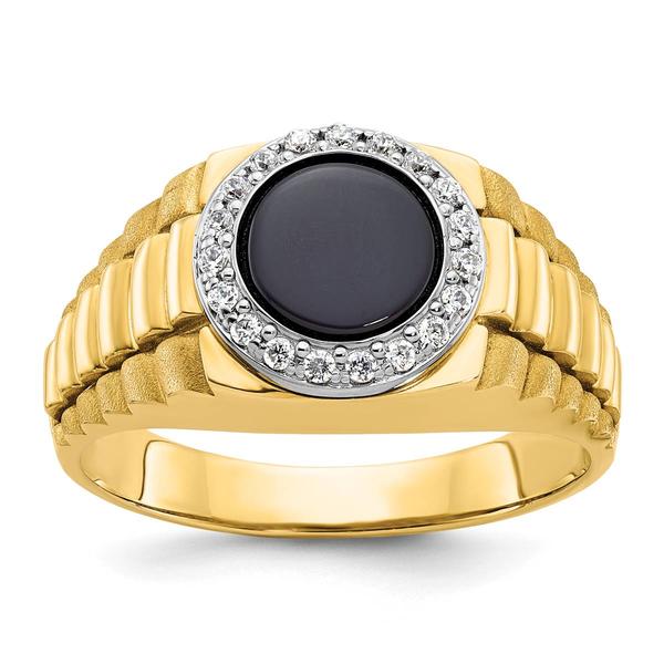 Mens Gentlemens Classics(tm) 14kt. Two Tone Gold Round Onyx Ring - image 